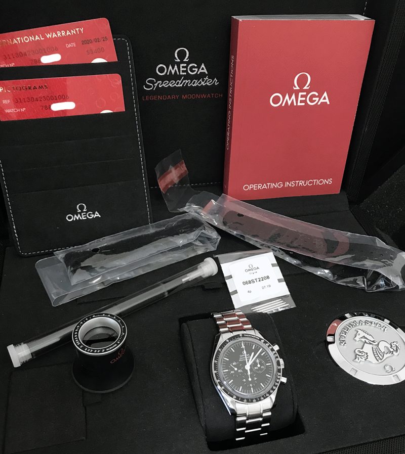 2020 Omega Speedmaster Professional Moonwatch Vetro Zaffiro 31130423001006 Full-Set - immagine 15