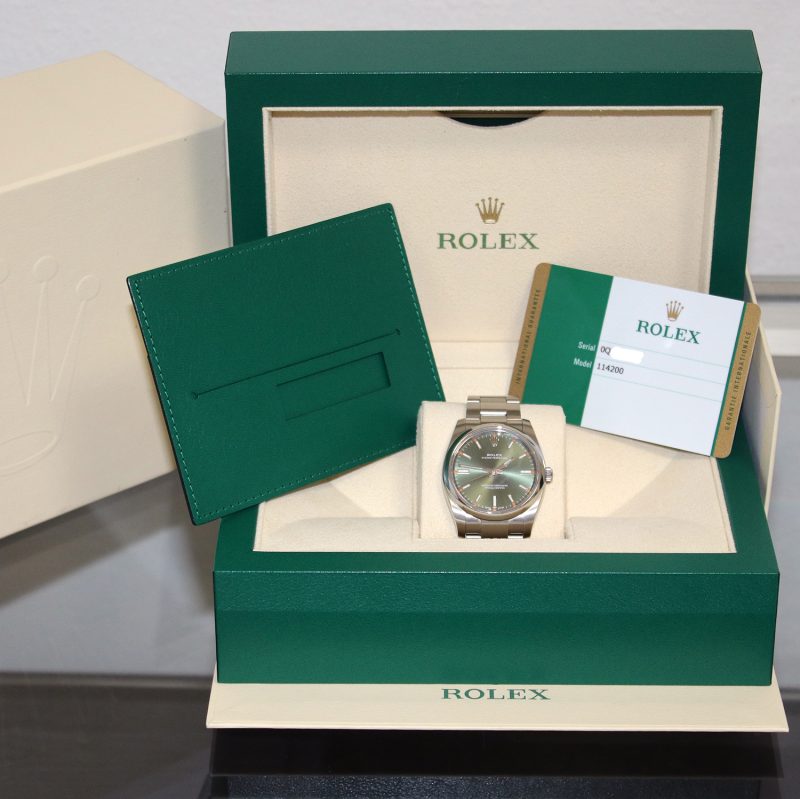 2019 Rolex Oyster Perpetual 114200 "Green Olive" Dial with Box & Card - Image 14