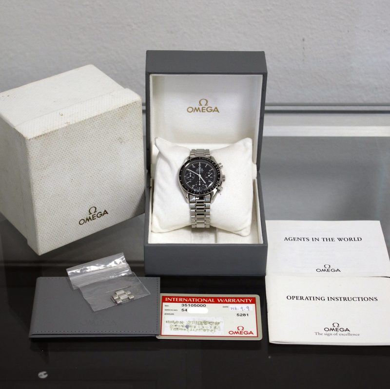 1993 Omega Speedmaster Reduced Automatico 351050 Quadrante Patina Trizio con Scatola e Garanzia - immagine 9