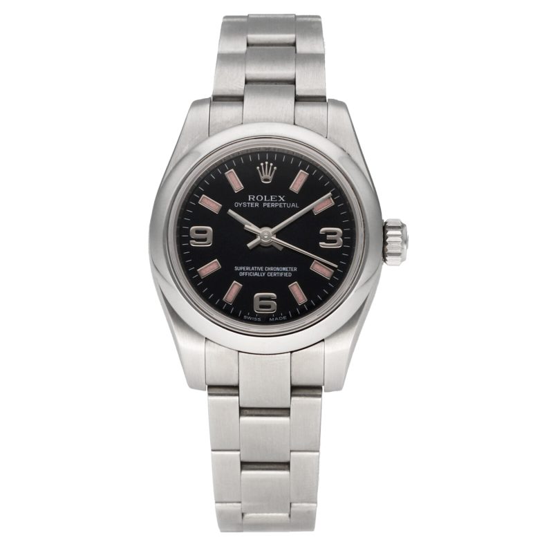 2006 Rolex Oyster Perpetual 176200 Acciaio 26mm Quadrante Nero 3/6/9 Indici Rosa - immagine 3