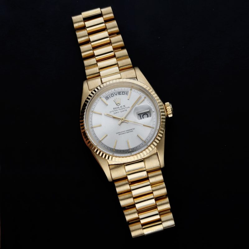 1966 Vintage Rolex Day-Date 18K Yellow Gold 1803 Silver Dial Italian Date Disk Serviced - Image 8