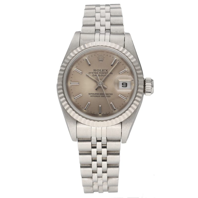 1995 Rolex Ladies Datejust 69174 White Gold Bezel Champagne Dial with Box & Papers - Image 3