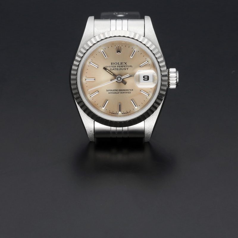 1995 Rolex Ladies Datejust 69174 White Gold Bezel Champagne Dial with Box & Papers - Image 4