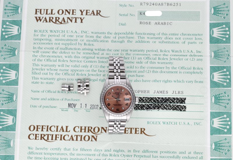 2001 Unpolished Rolex Oyster Perpetual Date 79240 SS 26mm Salmon Arabic/Index with Papers - Image 10