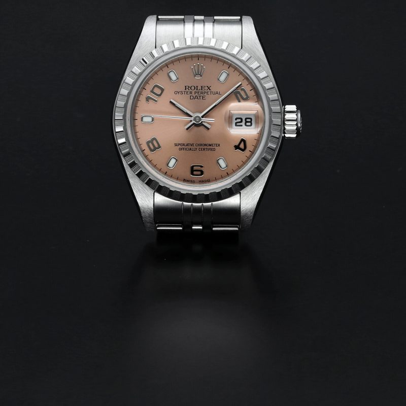 2001 Unpolished Rolex Oyster Perpetual Date 79240 SS 26mm Salmon Arabic/Index with Papers - Image 4