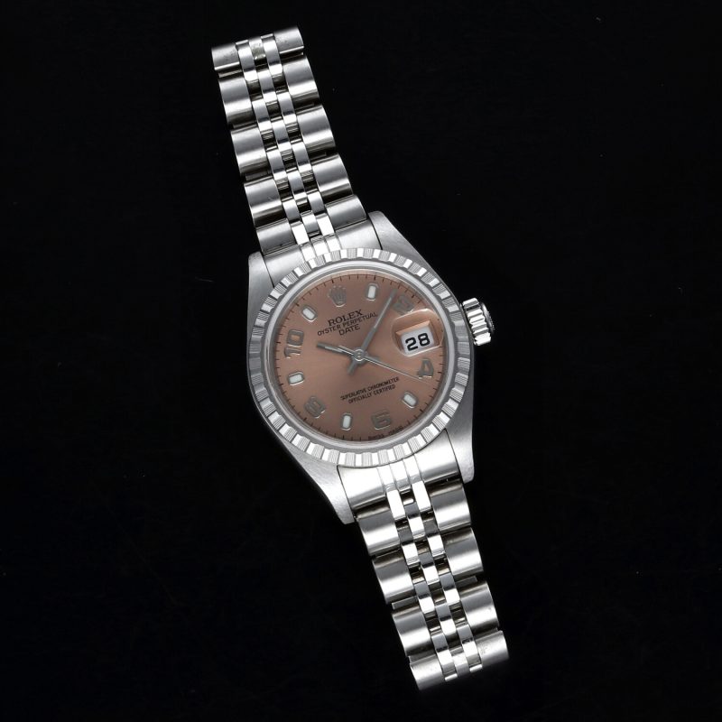 2001 Unpolished Rolex Oyster Perpetual Date 79240 SS 26mm Salmon Arabic/Index with Papers - Image 7