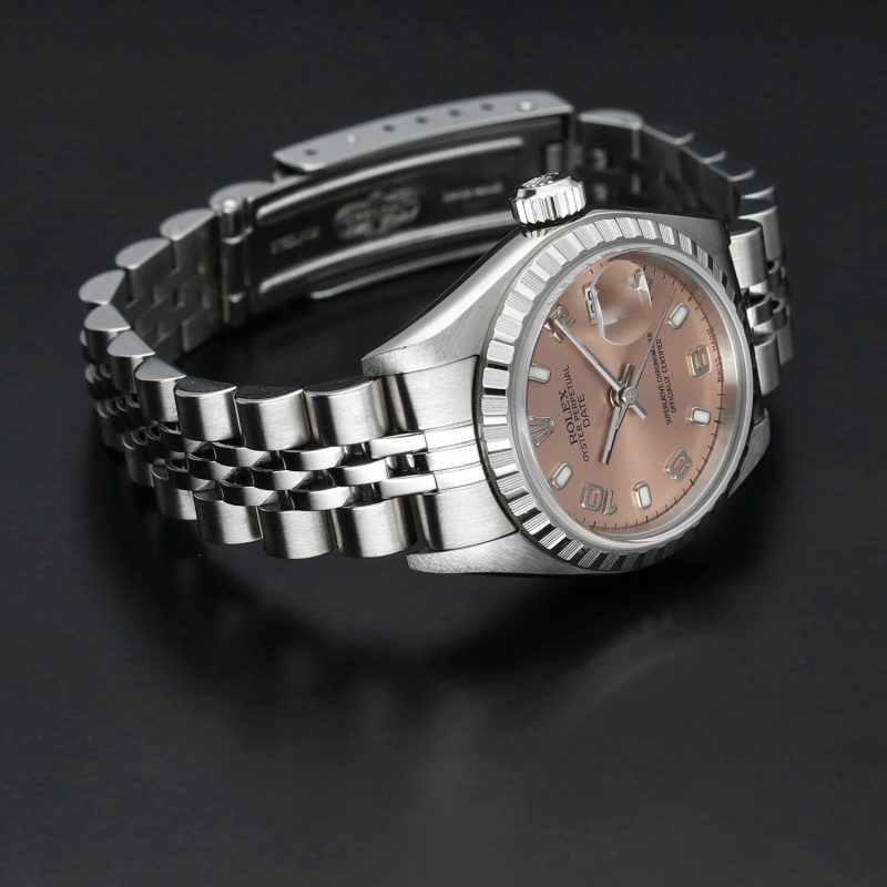 2001 Unpolished Rolex Oyster Perpetual Date 79240 SS 26mm Salmon Arabic/Index with Papers - Image 5