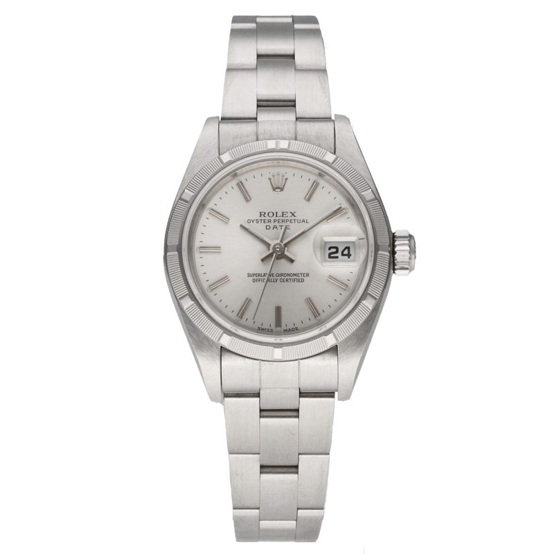 2001 Rolex Ladies Oyster Perpetual Date 79190 SS 26mm Silver Stick Dial with Box & Papers - Image 3