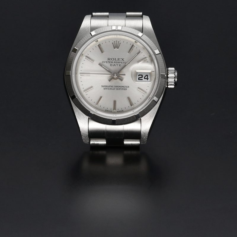 2001 Rolex Ladies Oyster Perpetual Date 79190 SS 26mm Silver Stick Dial with Box & Papers - Image 4