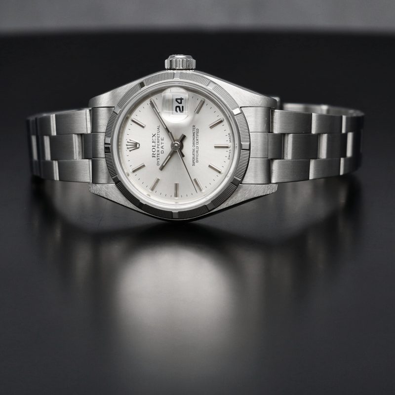 2001 Rolex Ladies Oyster Perpetual Date 79190 SS 26mm Silver Stick Dial with Box & Papers - Image 5