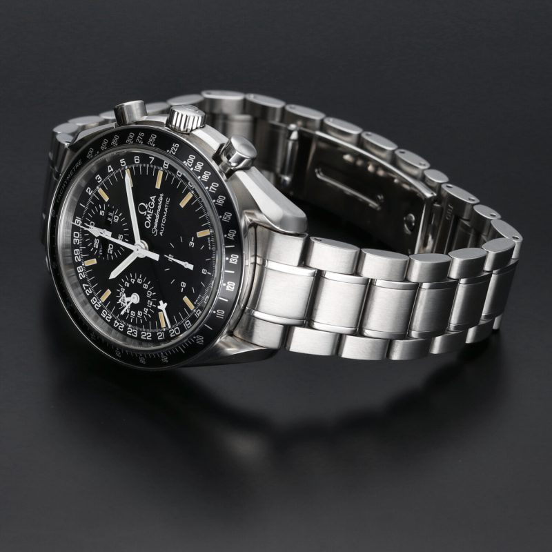 ca. 1995 Omega Speedmaster Day Date 35205000 Black Dial with Creamy Yellow Markes Box & Cards - Image 8