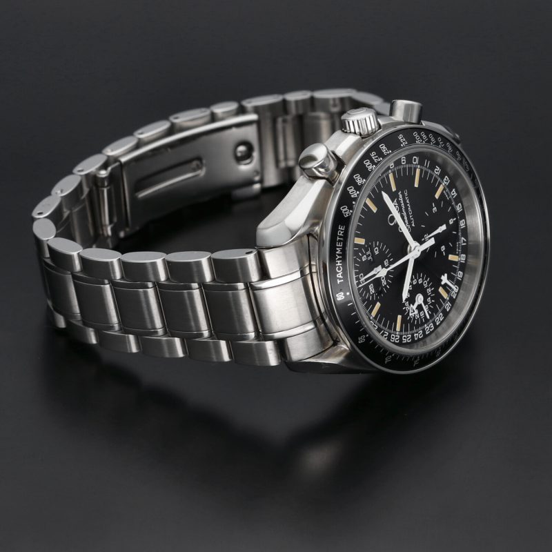 ca. 1995 Omega Speedmaster Day Date 35205000 Black Dial with Creamy Yellow Markes Box & Cards - Image 7