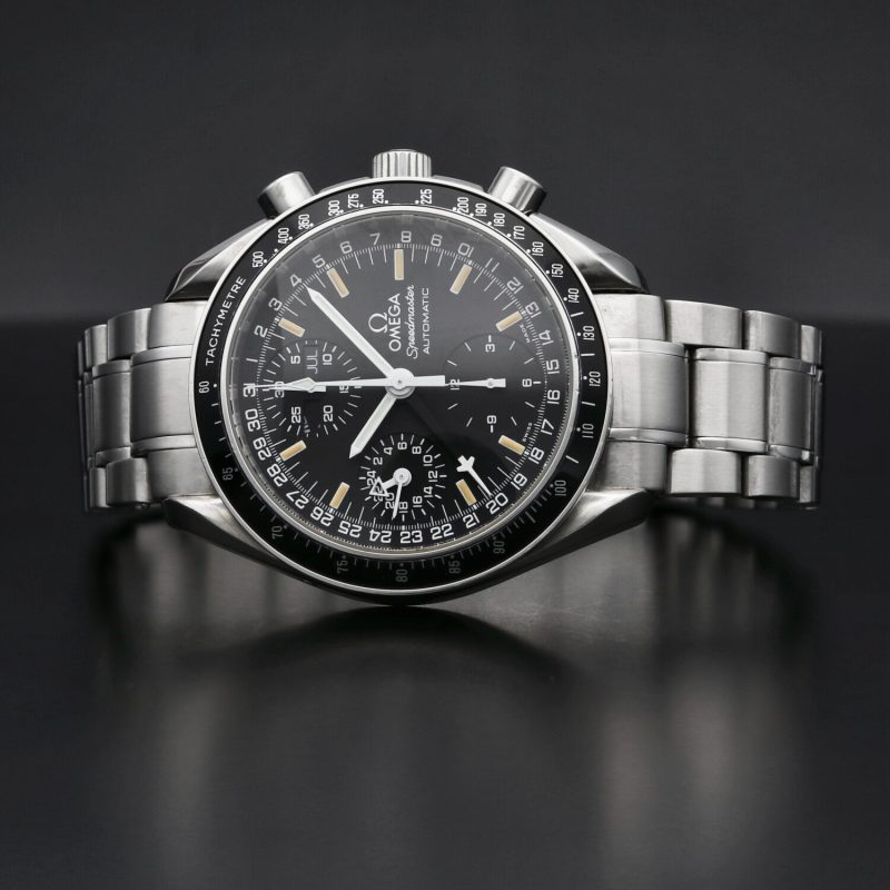 ca. 1995 Omega Speedmaster Day Date 35205000 Black Dial with Creamy Yellow Markes Box & Cards - Image 6