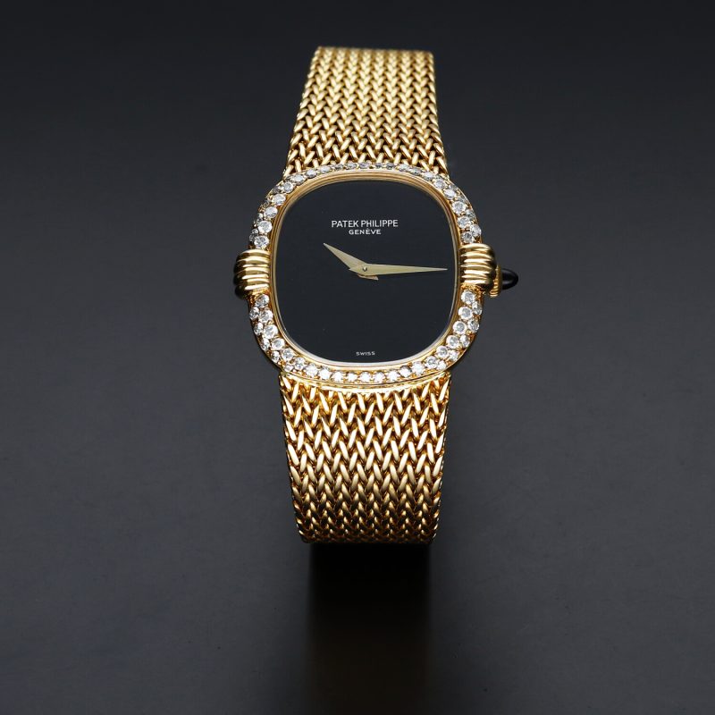 ca. 1976 Patek Philippe ref. 4331/1 18Kt 750 Yellow Gold Case and Bracelet with Diamond-Set Bezel and Onyx Dial - Image 7