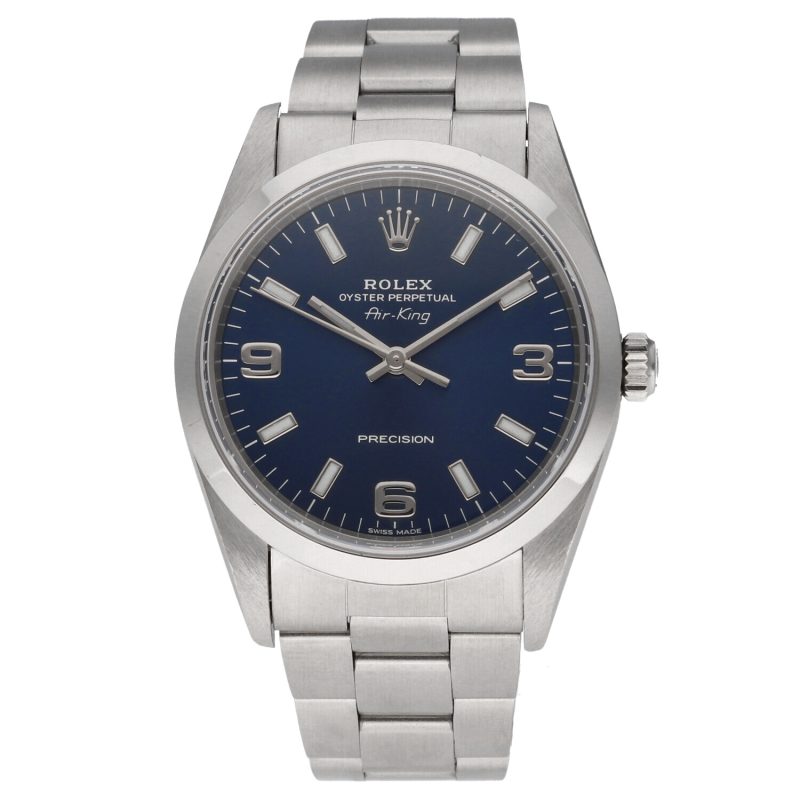 1993 Rolex Air-King Precsion 14000 Blue 3/6/9 SS 2021 Rolex Factory Worldwide Service 2yr - Image 3