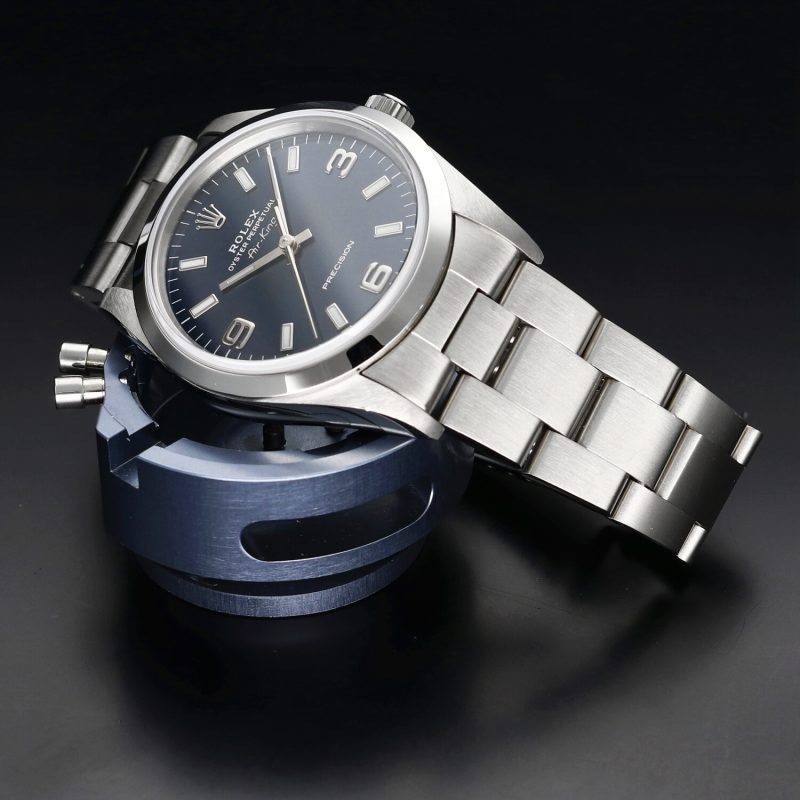 1993 Rolex Air-King Precsion 14000 Blue 3/6/9 SS 2021 Rolex Factory Worldwide Service 2yr - Image 7