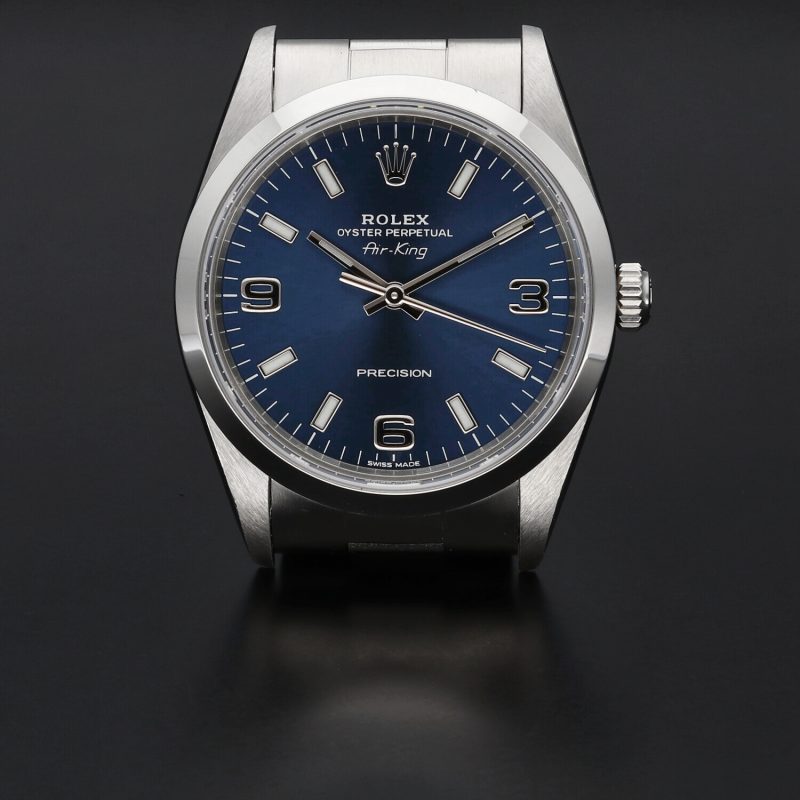 1993 Rolex Air-King Precsion 14000 Blue 3/6/9 SS 2021 Rolex Factory Worldwide Service 2yr - Image 4