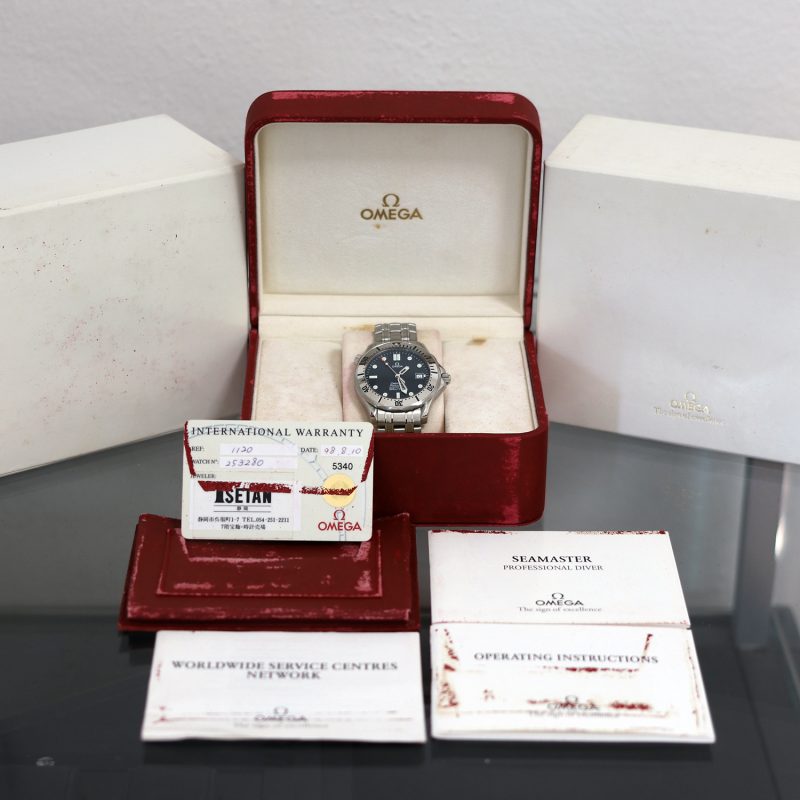 1998 Omega Seamaster 300M Chronometer 2532.80.00 Automatico Acciaio 41mm Quadrante Navy Blu “Onde” con Scatola & Garanzia - immagine 13