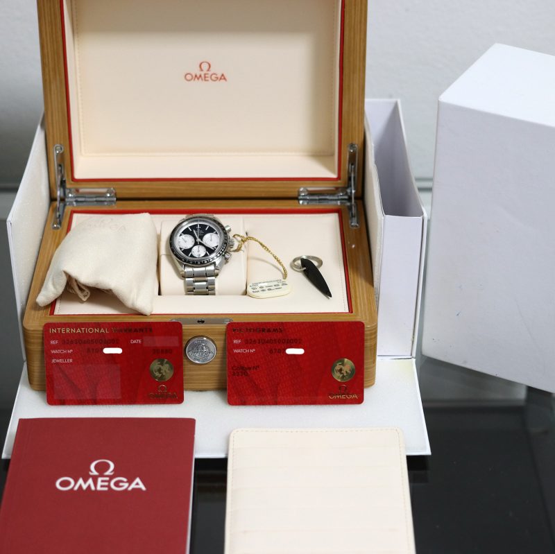 2021 Omega Speedmaster Racing Co-Axial 32630405001002 Automatic BLK Panda Dial with Box and Card NOS Condition - Image 14