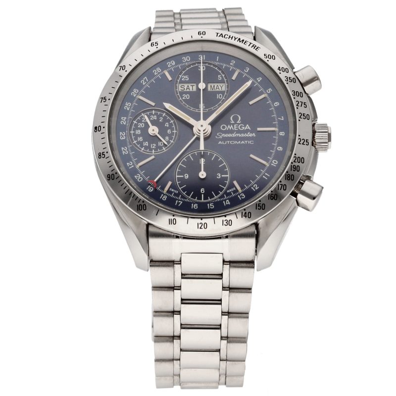 1996 Omega Speedmaster Day Date ref. 35218000 39mm Automatic SS Blue Dial with Box & Papers - Image 3