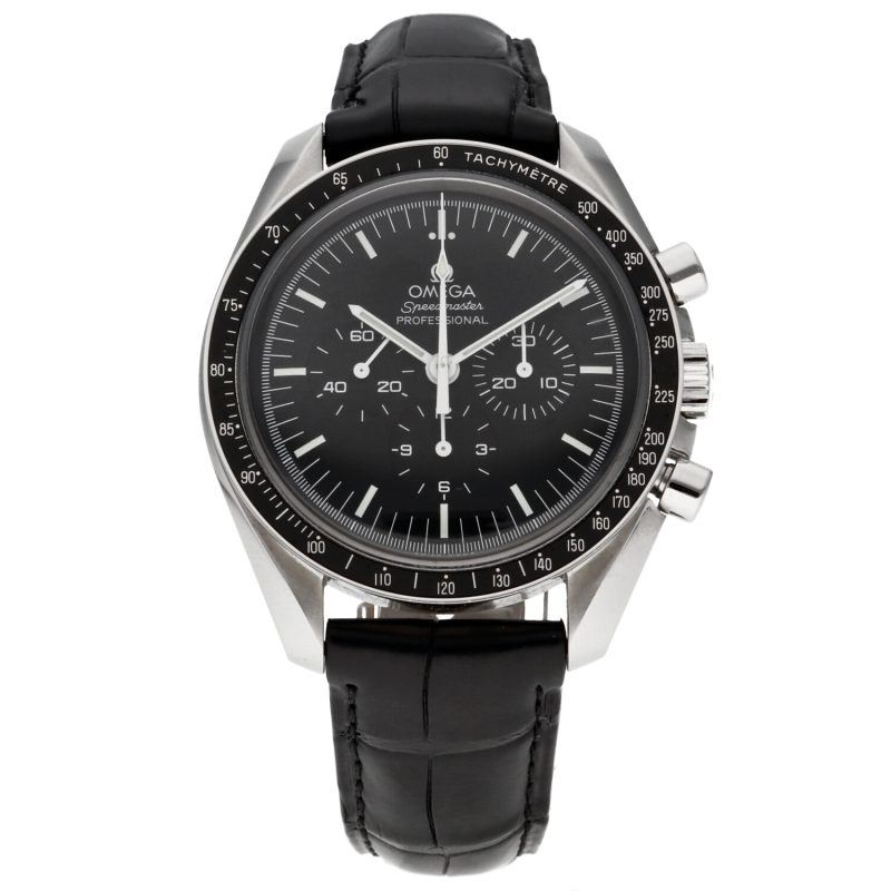 2021 Omega Speedmaster Professional Moonwatch 31133423001001 BLK Leather Strap with Box and Card - Image 3