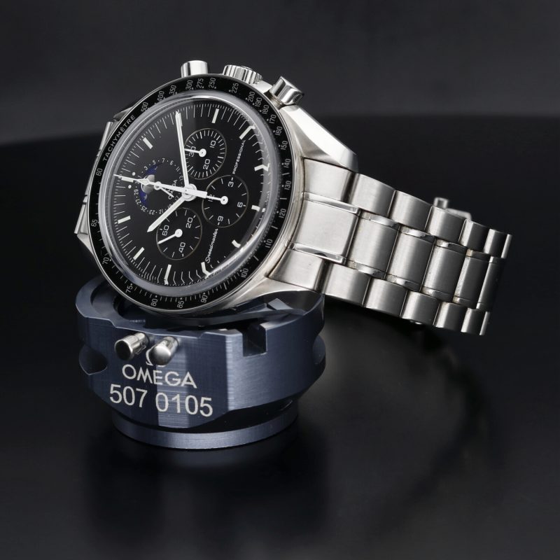 2011 Omega Speedmaster Professional Moonwatch Fasi Lunari 35765000 con Scatola e Garanzia Originale Revisionato! - immagine 7