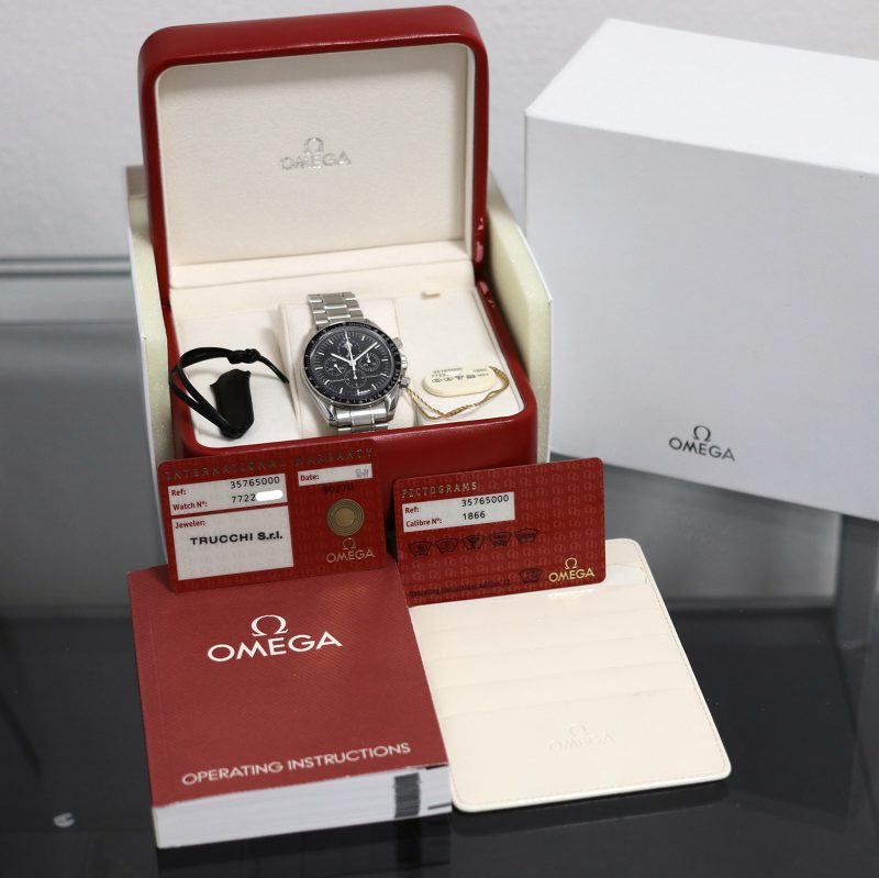 2011 Omega Speedmaster Professional Moonwatch Fasi Lunari 35765000 con Scatola e Garanzia Originale Revisionato! - immagine 14