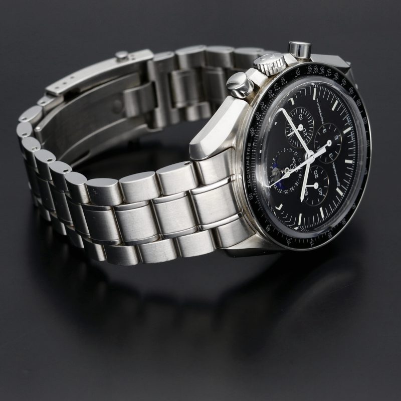 2011 Omega Speedmaster Professional Moonwatch Fasi Lunari 35765000 con Scatola e Garanzia Originale Revisionato! - immagine 11