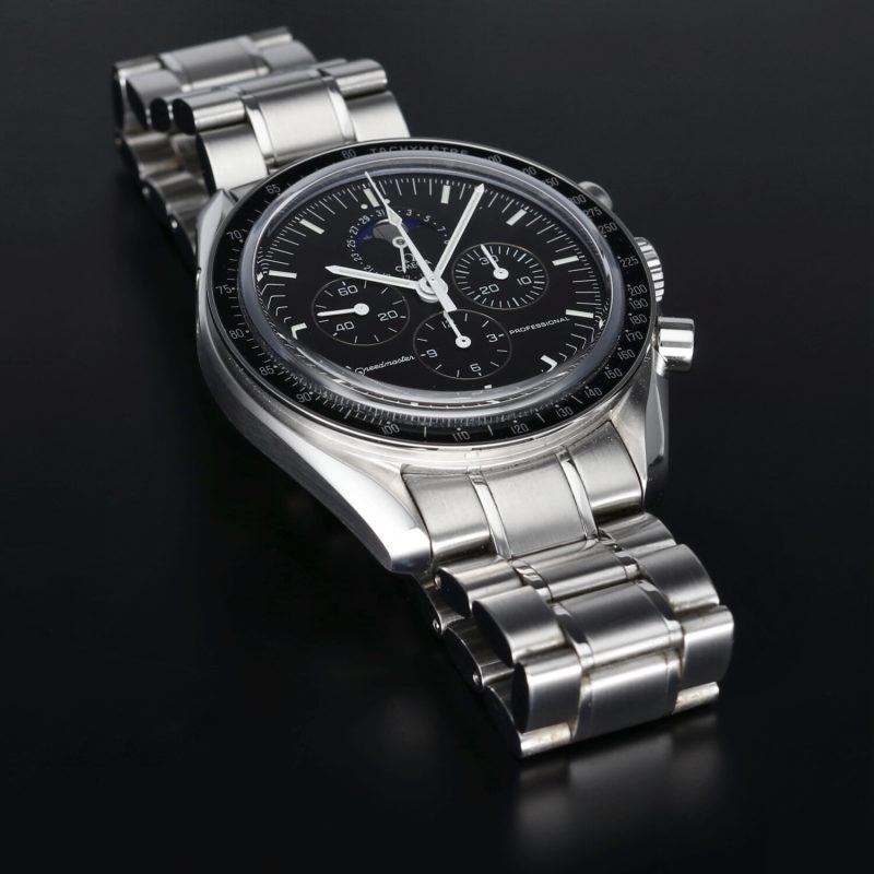 2011 Omega Speedmaster Professional Moonwatch Fasi Lunari 35765000 con Scatola e Garanzia Originale Revisionato! - immagine 9