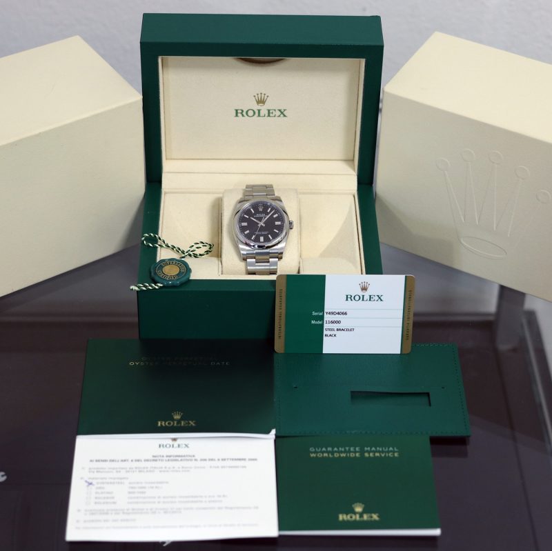 2019 Rolex Oyster Perpetual 116000 Automatico Acciaio 36mm Quadrante Nero con Scatola Garanzia Originale - immagine 14