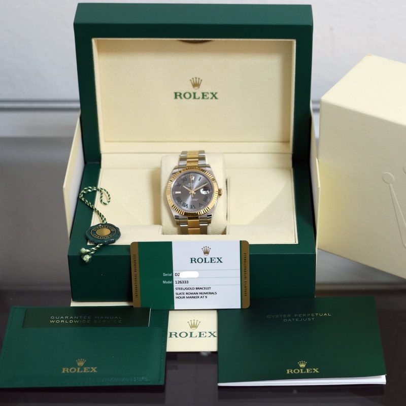 2019 Rolex Datejust 126333 41mm YG & SS Grey Slate Roman Numerals Dial with Rolex Box and Card - Image 14