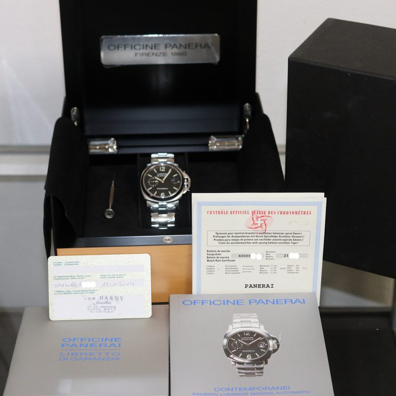 2004 Panerai Luminor Marina PAM00050 Automatic SS 40mm BLK Dial with Box and Card - Image 13