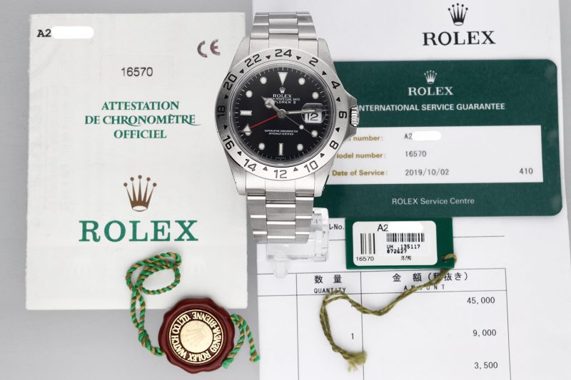 1999 Rolex Explorer II 16570 SS Automatic 40mm “Swiss Only” Dial with Original Papers and Rolex Service Card - Image 13