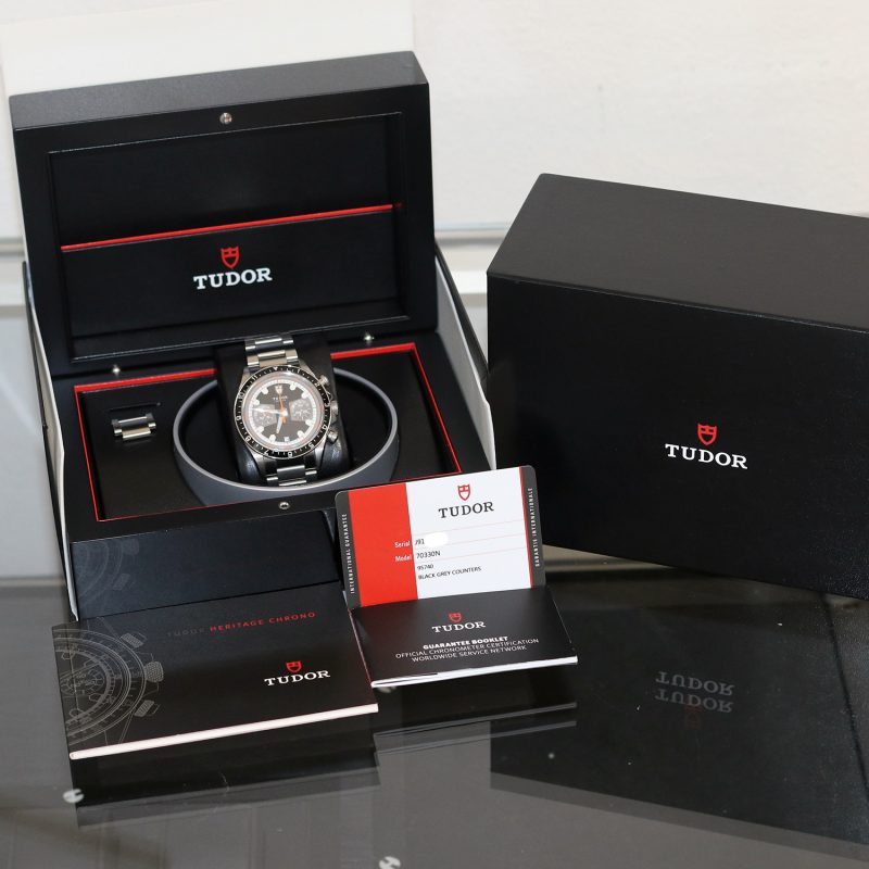 2018 Tudor Heritage Chrono 70330N Automatic SS 42mm BLK Dial with Box and Card - Image 12