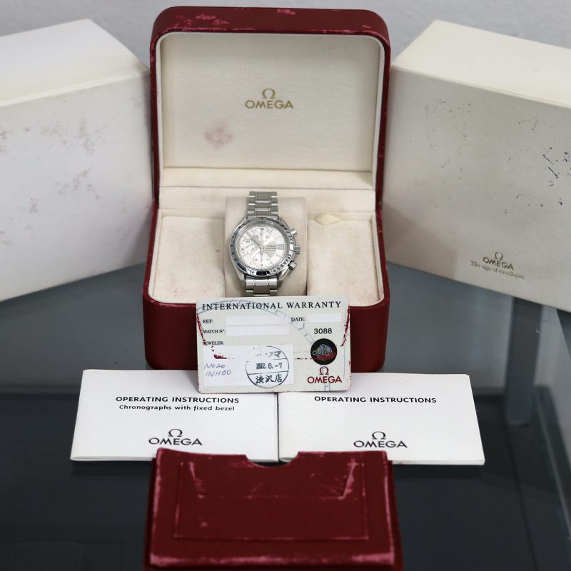 2002 Omega Speedmaster Date 35133000 Automatic SS 39mm Silver Dial with Box & Card - Image 14