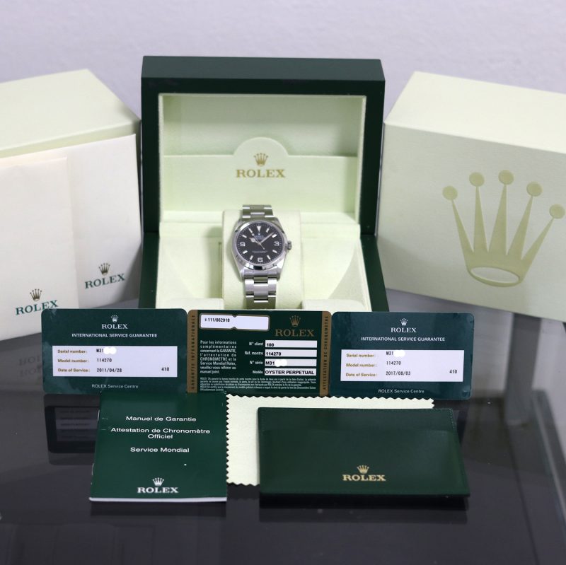 2007 Rolex Explorer ref. 114270 RRR con Scatola Garanzia Originale e Doppia Rolex Service Card - Revisionato - immagine 14