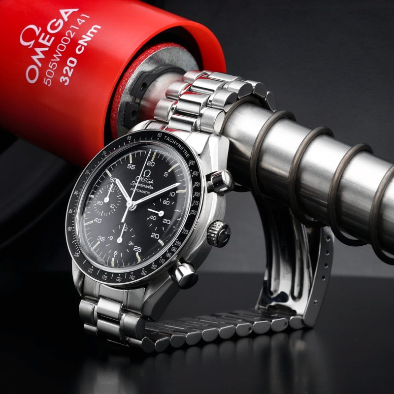 1991 Vintage Omega Speedmaster Reduced 35105000 Quadrante Trizio Indici Invecchiati - Revisionato Omega - immagine 3