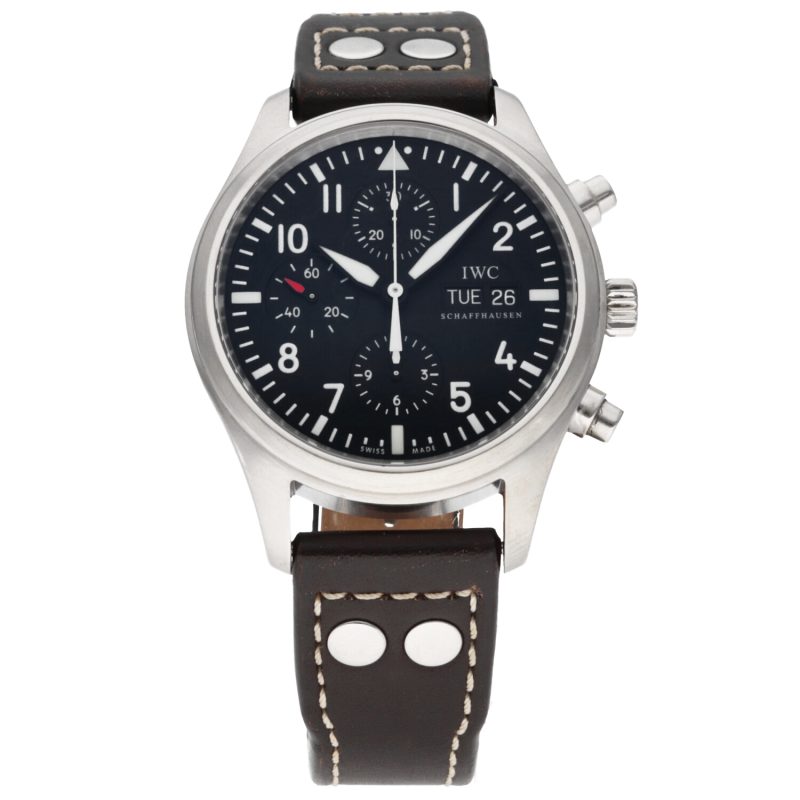 2009 IWC Pilot's Watch Chronograph IW3717-01 Acciaio Automatico 42mm - Con Garanzia Originale - immagine 3