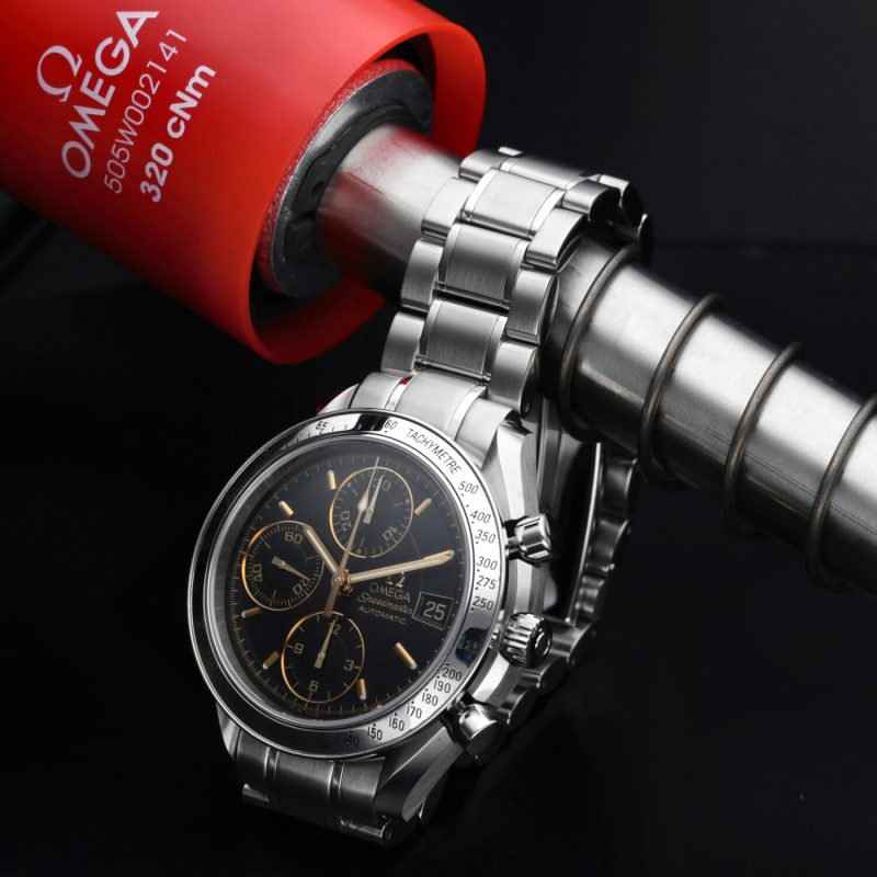 ca. 1999 Omega Speedmaster Date 35135400 Black Dial with Hands and Markers Gold Plated Limited Edition to Japan Market - Serviced by Official Omega Certificate Service Center - Image 5