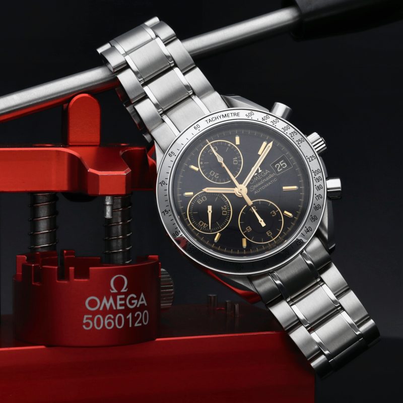 ca. 1999 Omega Speedmaster Date 35135400 Black Dial with Hands and Markers Gold Plated Limited Edition to Japan Market - Serviced by Official Omega Certificate Service Center - Image 4