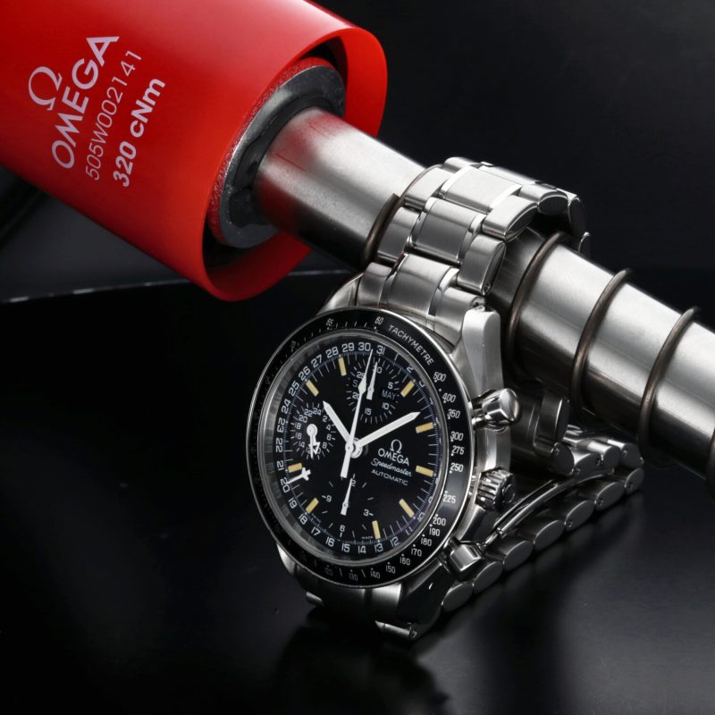 1995 Omega Speedmaster Day Date 35205000 Quadrante Trizio Indici Invecchiati Color Crema - immagine 5