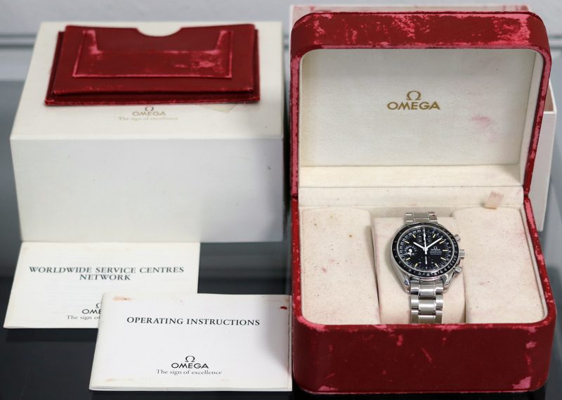 1995 Omega Speedmaster Day Date 35205000 Quadrante Trizio Indici Invecchiati Color Crema - immagine 15