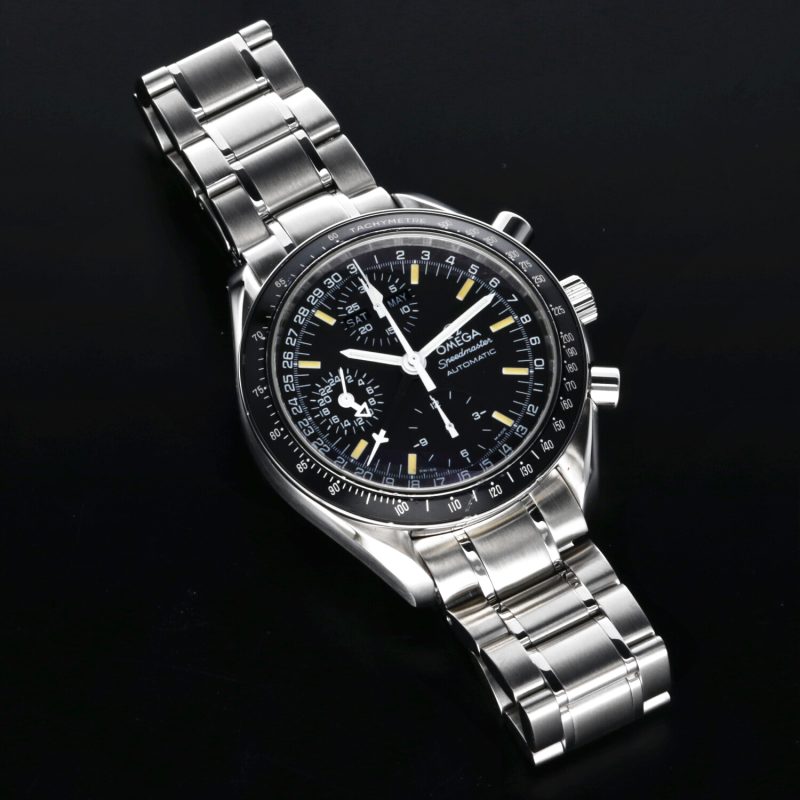 1995 Omega Speedmaster Day Date 35205000 Quadrante Trizio Indici Invecchiati Color Crema - immagine 10