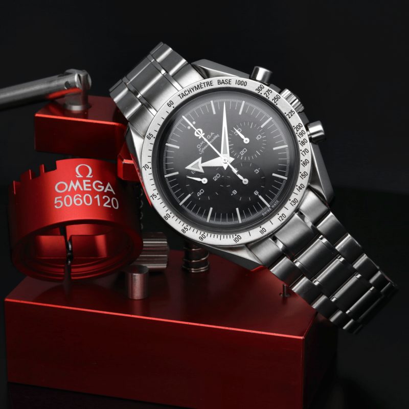 ca. 1998 Omega Speedmaster Replica 57 Broad Arrow ref. 35945000 with Original Omega Box and Card - Image 5