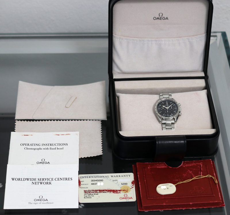 ca. 1998 Omega Speedmaster Replica 57 Broad Arrow ref. 35945000 with Original Omega Box and Card - Image 16