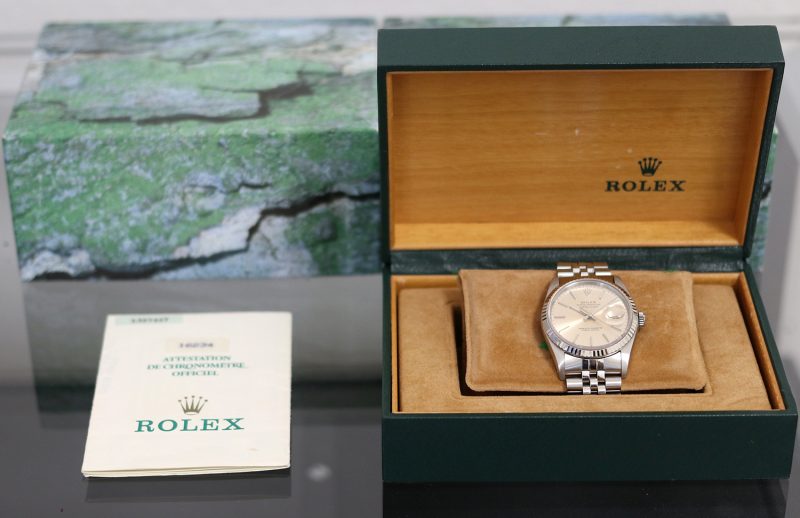 1989 Rolex Datejust 36 ref. 16234 Quadrante Argento Virato Champagne - Scatola e Garanzia - Revisionato - immagine 15