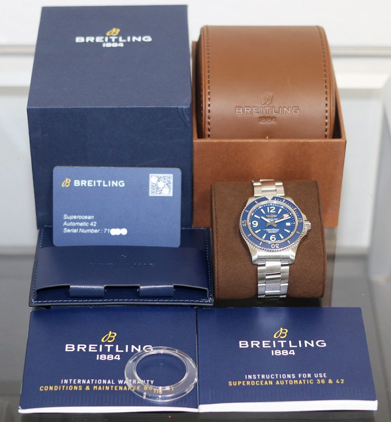 2020 Breitling ref. A17366D81C1A1 Superocean Automatic 42 mm. Box+Booklets+Cards - Image 16