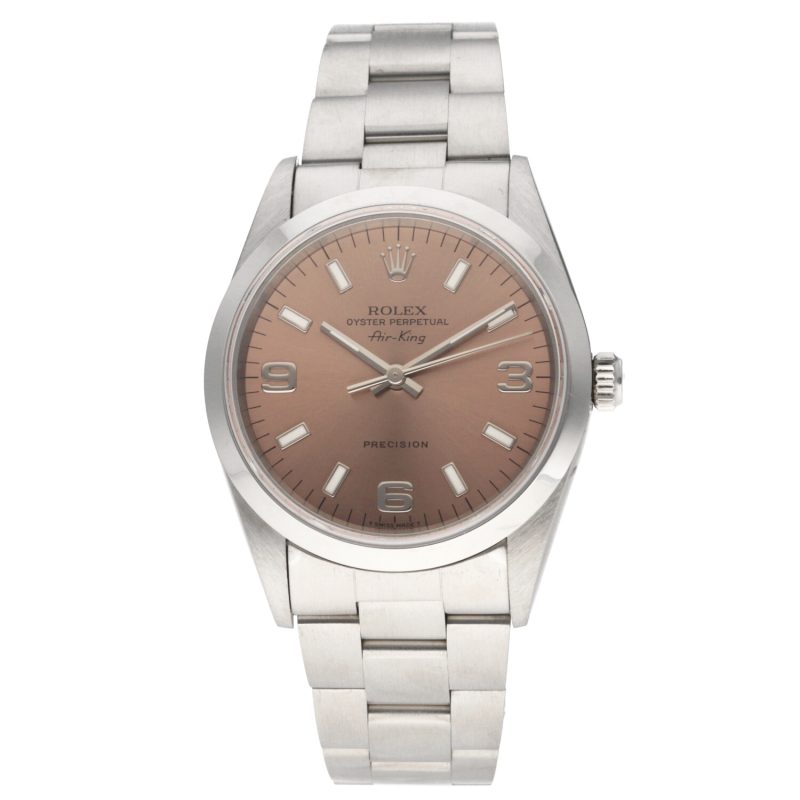 1996 Rolex ref. 14000 Air-King 34mm Quadrante 3/6/9 Salmone, Scatola & Garanzia - immagine 3