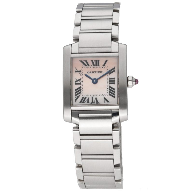 2006 Unpolished Cartier ref. W51008Q3 / 2384 Ladies Quartz Tank Francaise Pink Mother-of-pearl Dial. Box, Booklet & Papers - Image 3