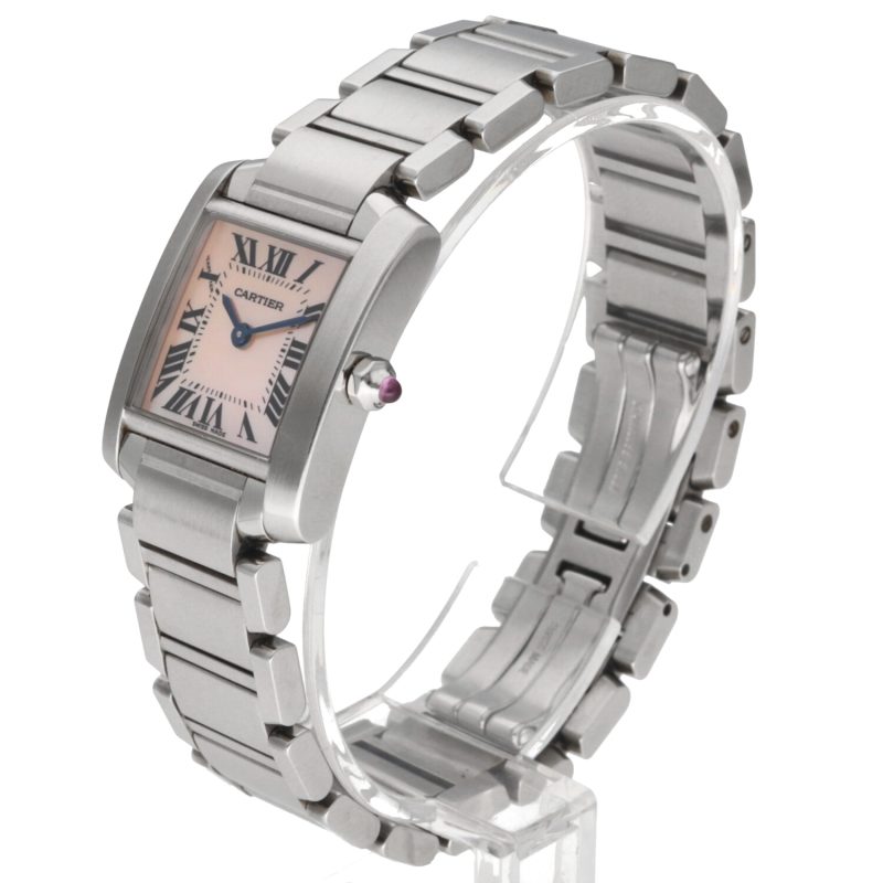 2006 Unpolished Cartier ref. W51008Q3 / 2384 Ladies Quartz Tank Francaise Pink Mother-of-pearl Dial. Box, Booklet & Papers - Image 2